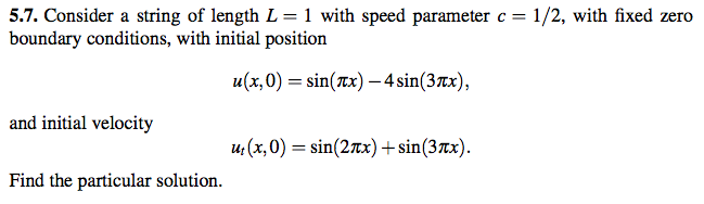 Solved 5.7. Consider a string of length L = 1 with speed | Chegg.com