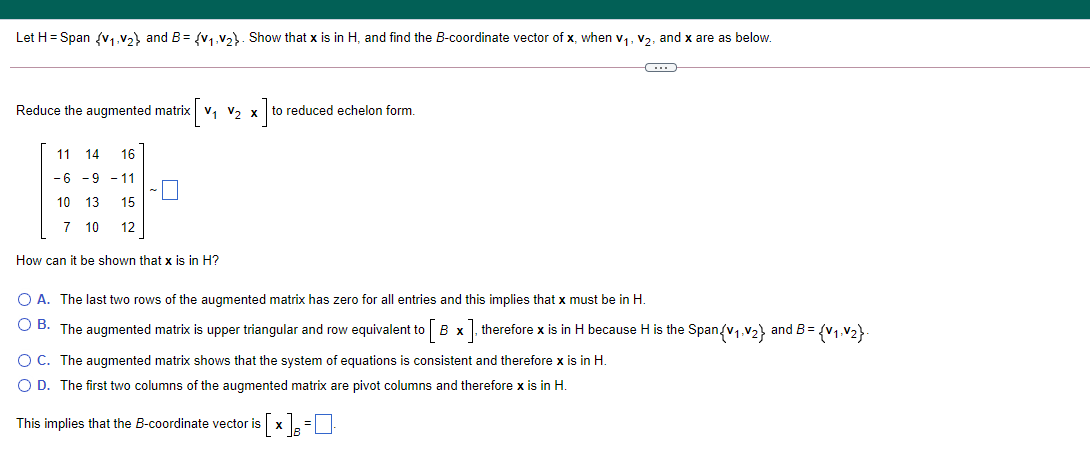 Solved Let H Span V1v2 And B V1v2 Show That X Is 0111