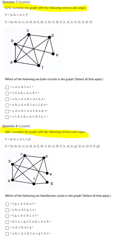 Question 7 (3 Points) Q7D. Consider The Graph With | Chegg.com