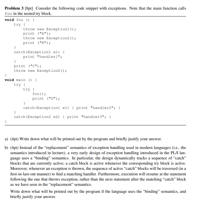 Solved Problem 3 [8pt] Consider The Following Code Snippet | Chegg.com