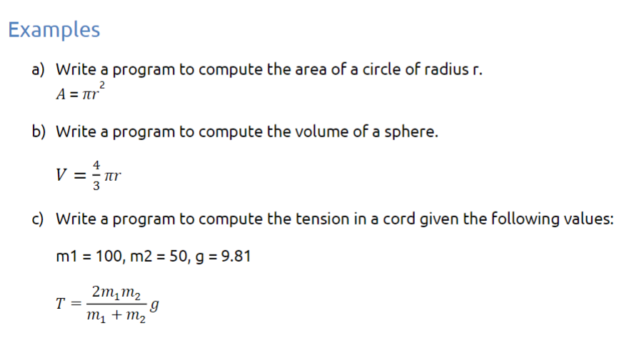 Solved Write a C++ ﻿program ]Examplesa) ﻿Write a program to | Chegg.com