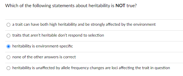 Solved Which Of The Following Statements About Heritability | Chegg.com