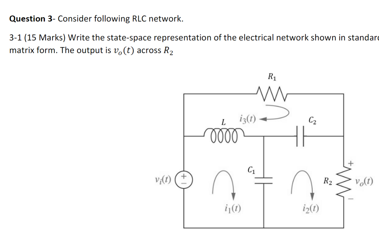 Solved Question 3- Consider following RLC network. 3-1 (15 | Chegg.com