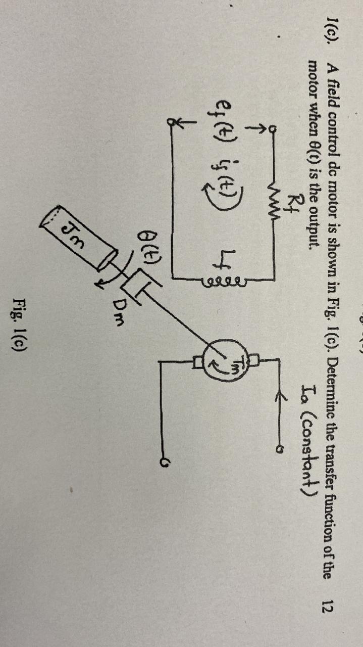 Solved 12 1(c). A field control dc motor is shown in Fig.