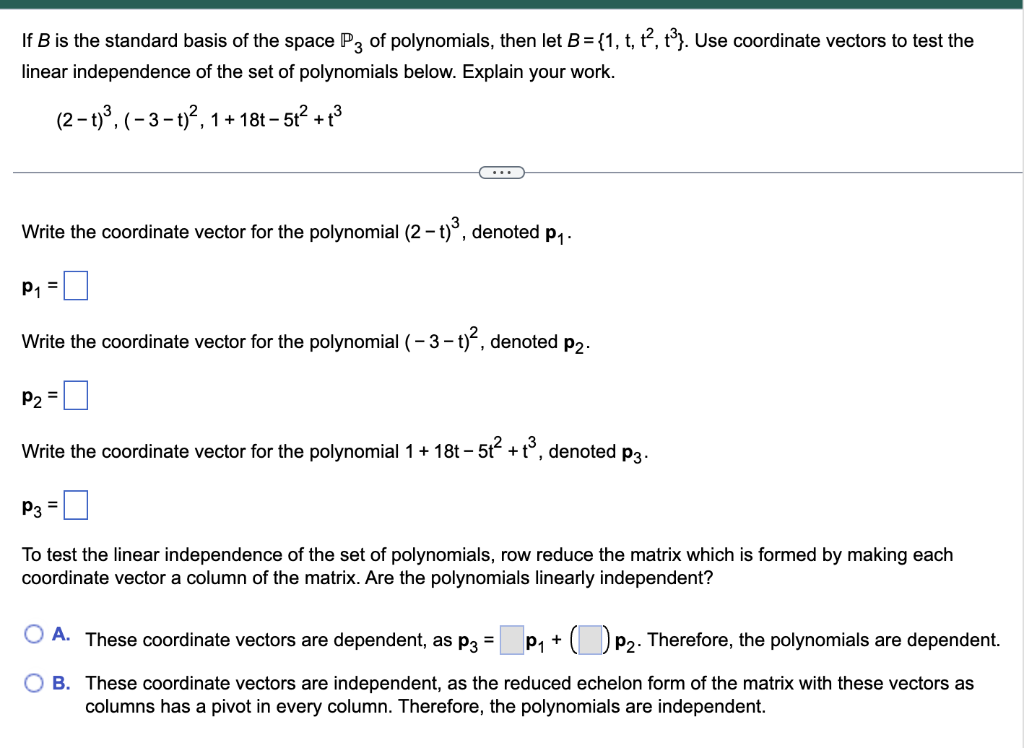 Solved If B is the standard basis of the space P3 of