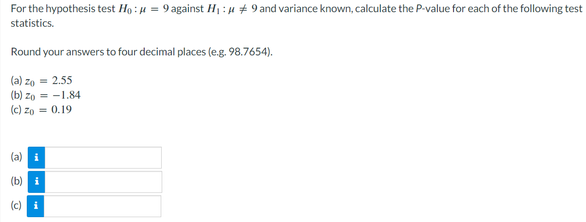 hypothesis test for a population mean calculator