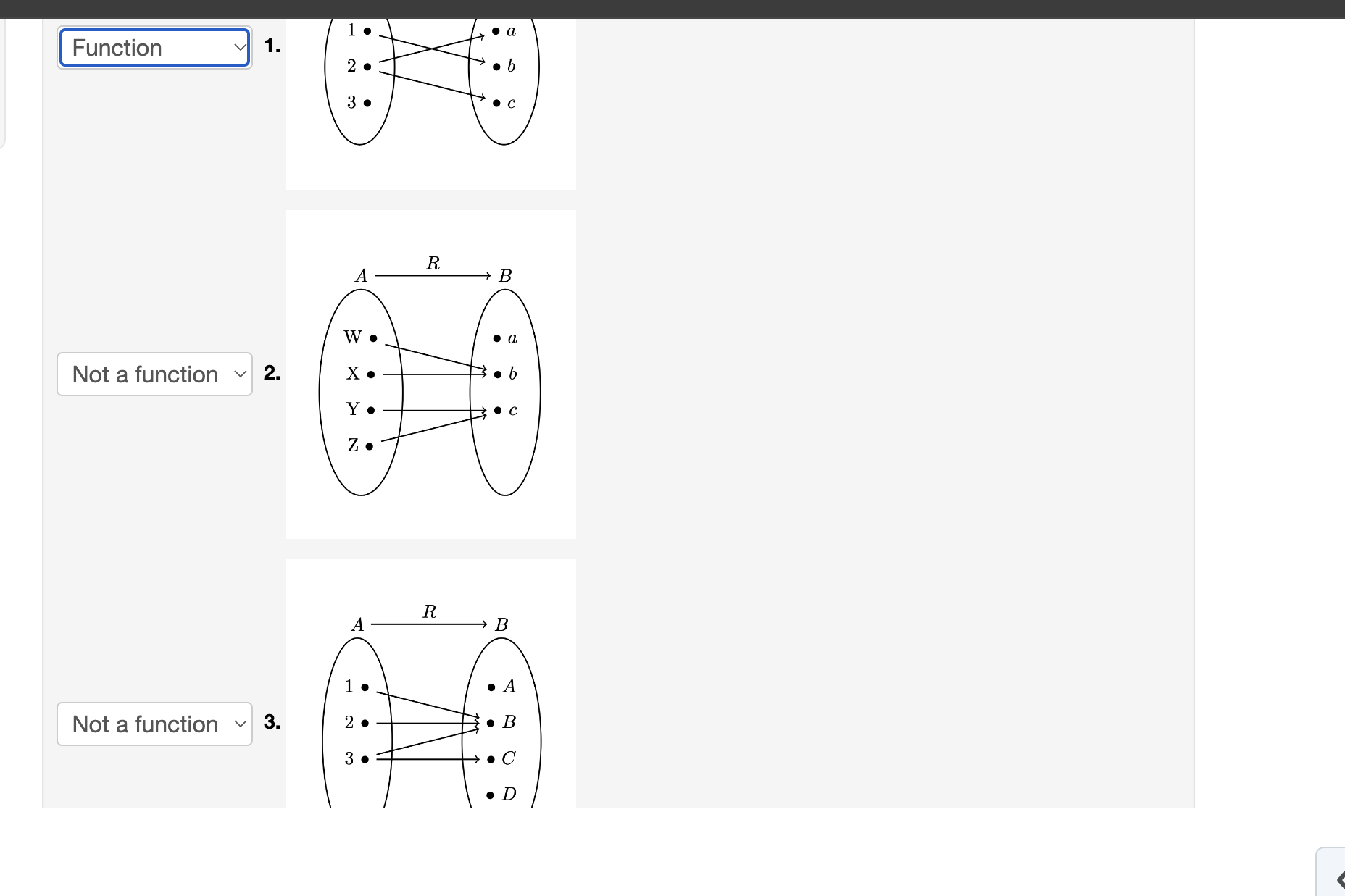 Solved Which of the following arrow diagrams represents a | Chegg.com