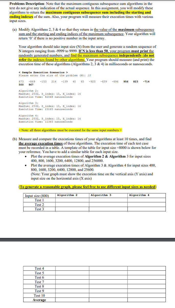 Solved please do b)Problems Description: Note that the | Chegg.com