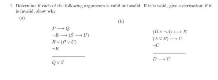 Solved 1. Determine if each of the following arguments is | Chegg.com