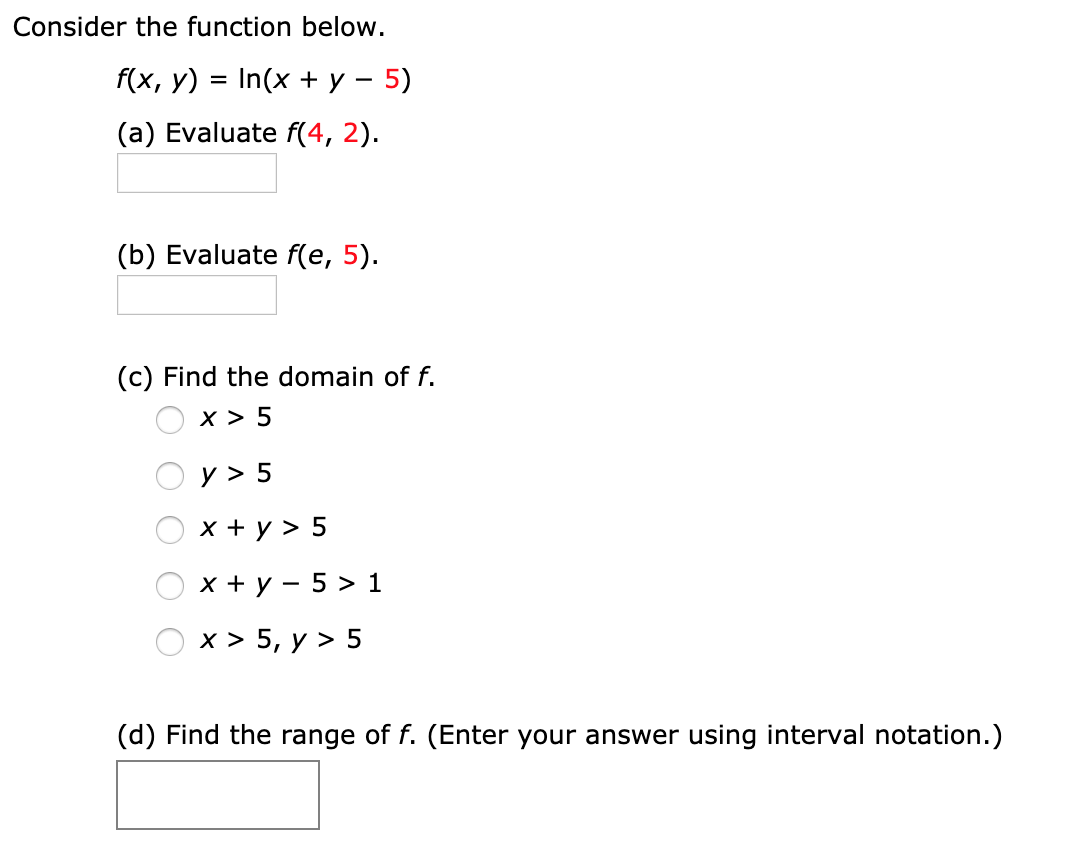 Solved Consider The Function Below F X Y In X Y Chegg Com