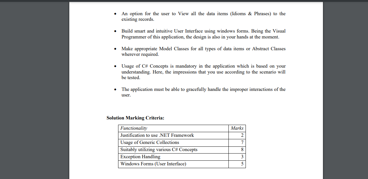 Subject: Visual Programming Languages Question | Chegg.com