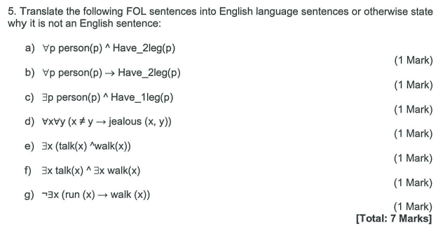 Solved Translate the following FOL sentences into English | Chegg.com