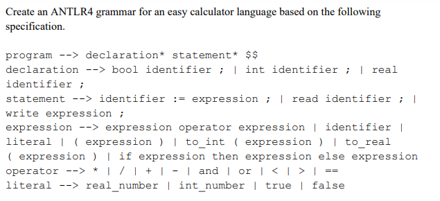 Programming Language Syntax - Parse Trees package | Chegg.com