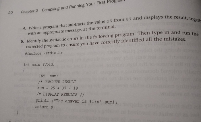 Solved Chapter 2 Compiling and Running Your First Progial 20 | Chegg.com