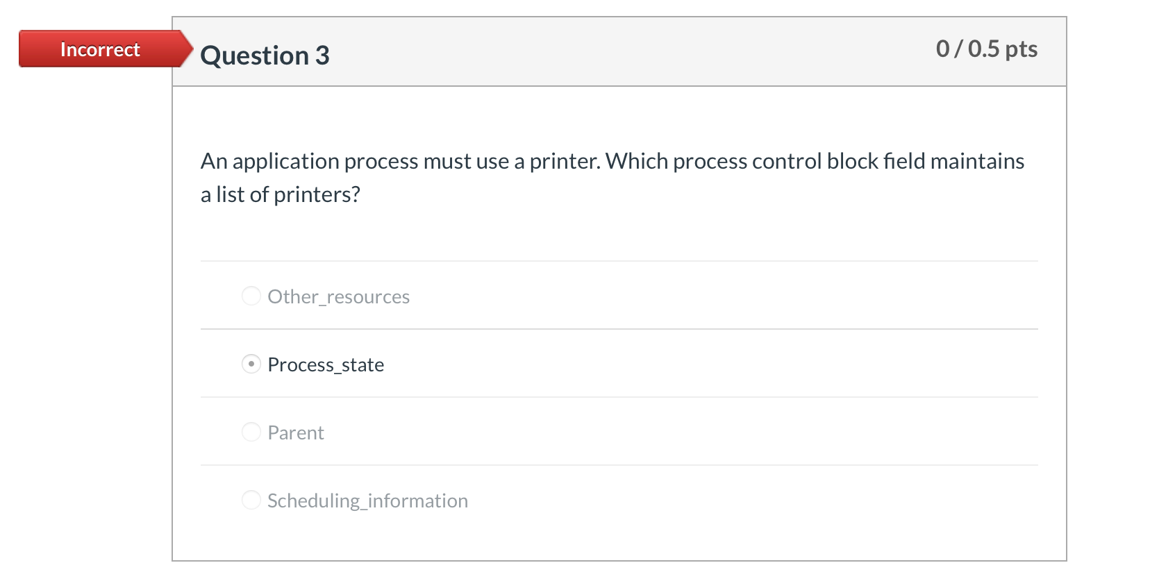 Solved Incorrect Question 1 0/0.5 pts A computer system is | Chegg.com