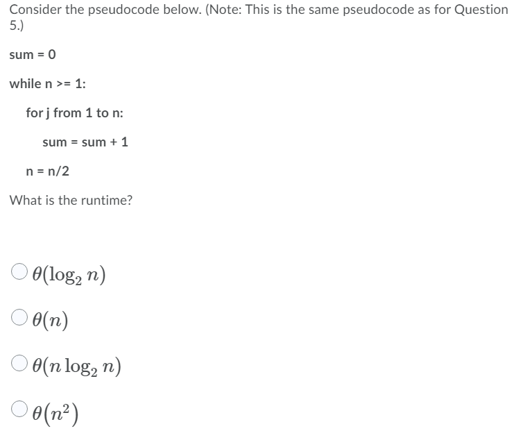 Solved Consider the pseudocode below. (Note: This is the | Chegg.com