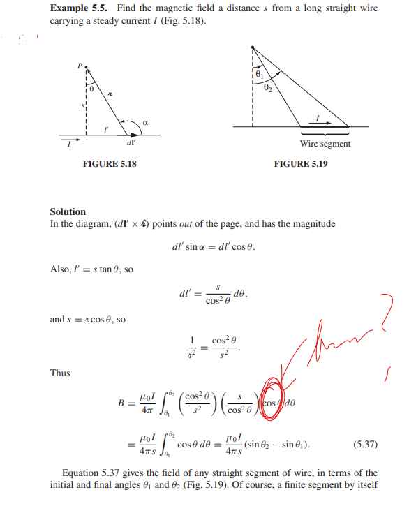 Solved Example 5.5. Find the magnetic field a distance s | Chegg.com