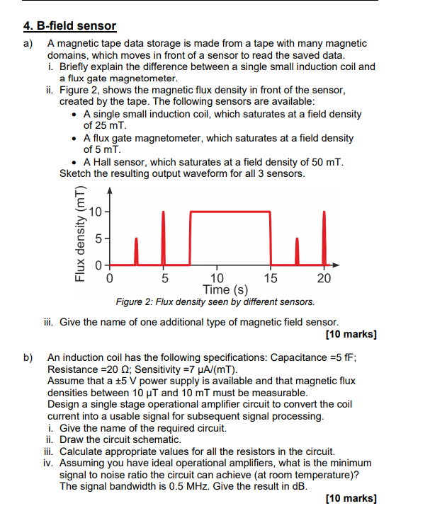4. Bfield sensor a) A tape data storage is