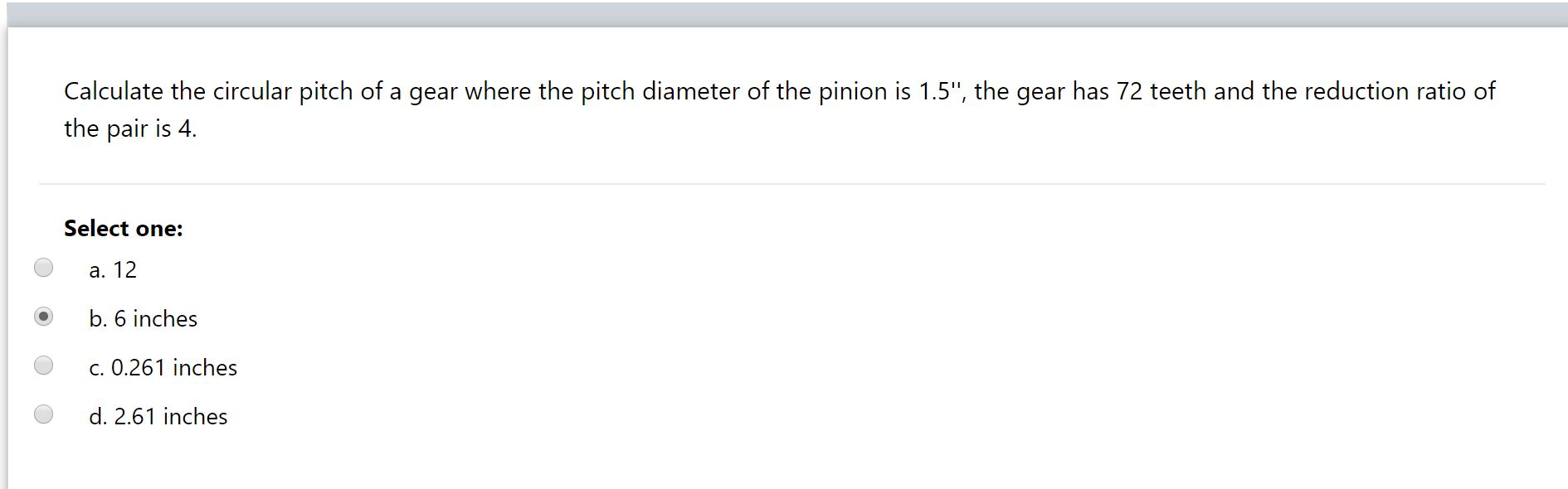 Solved Calculate the circular pitch of a gear where the