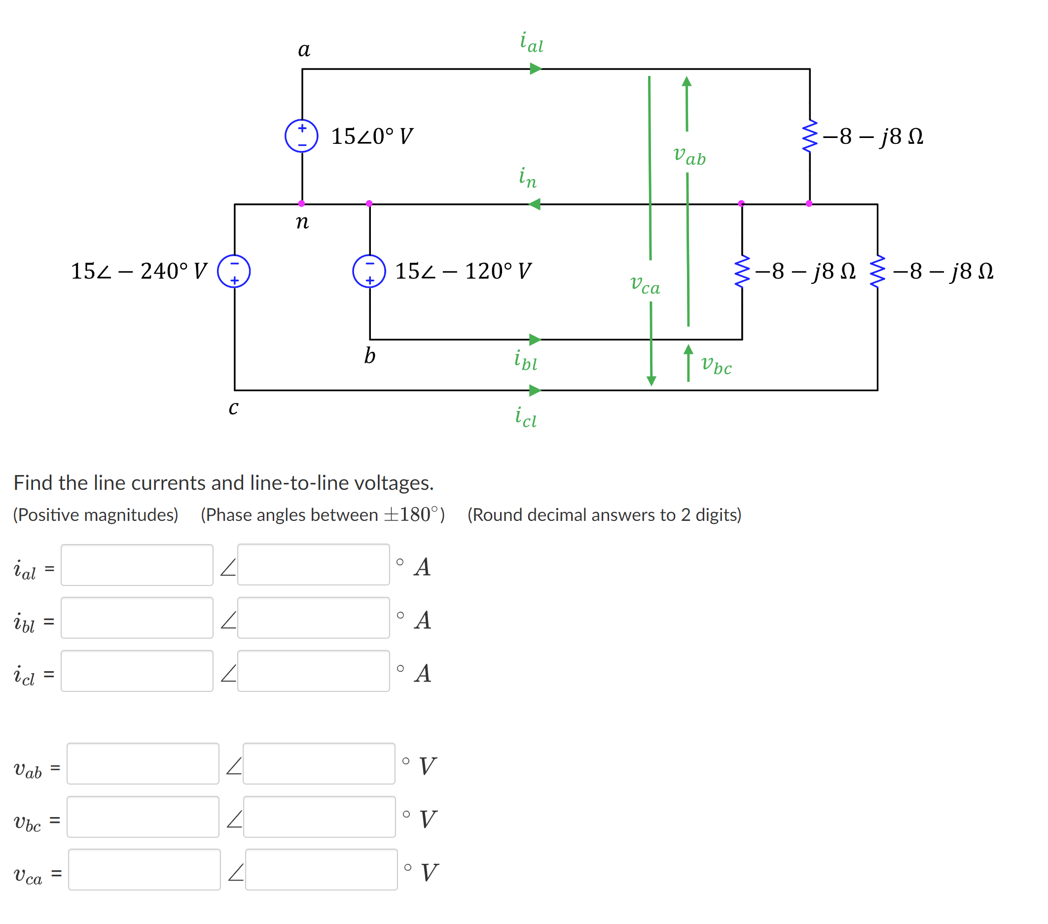 Solved Find The Line Currents And Line-to-line Voltages. | Chegg.com