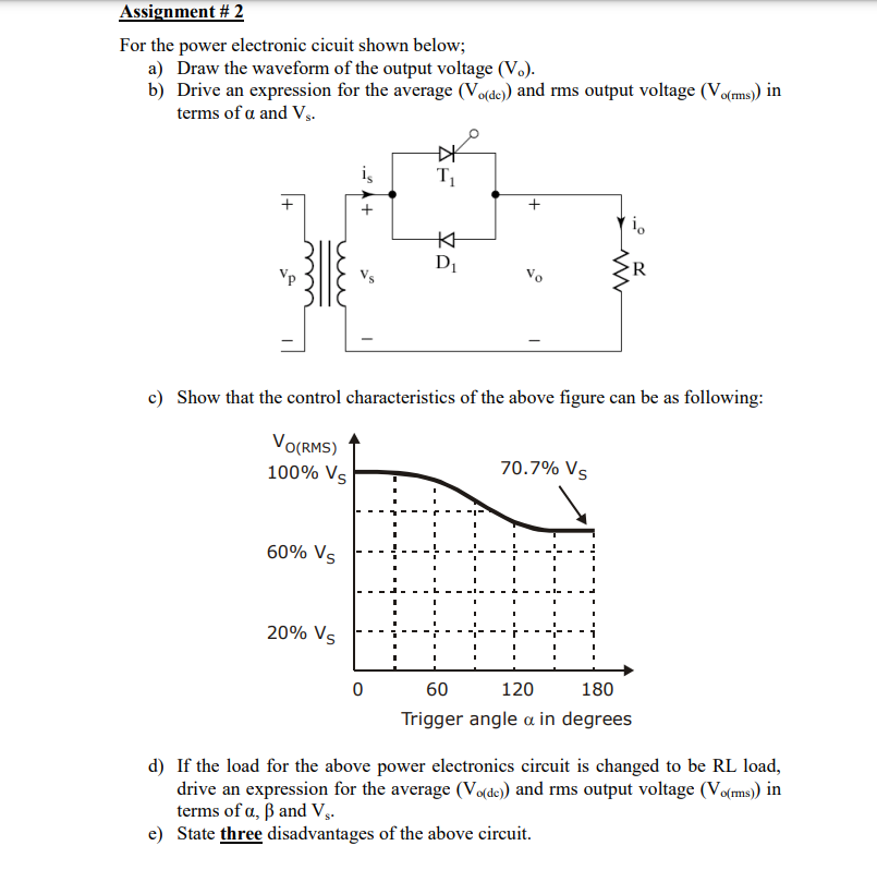 Solved For the power electronic cicuit shown below; a) Draw | Chegg.com