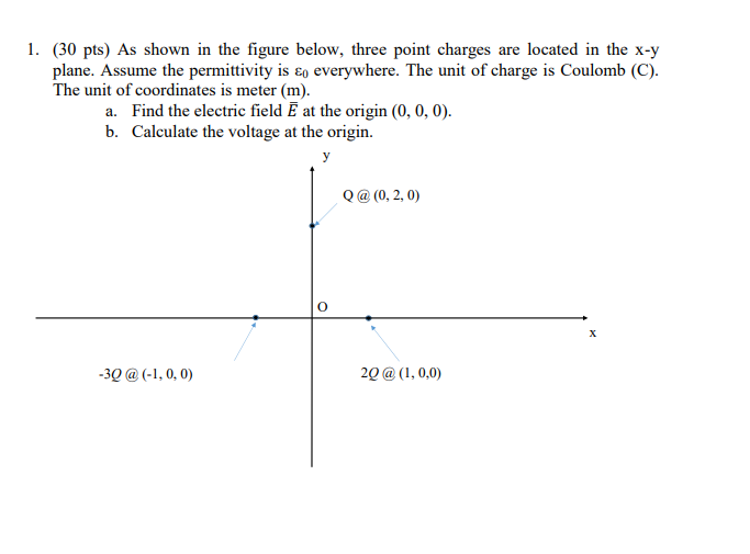 Solved 1. (30 pts) As shown in the figure below, three point | Chegg.com