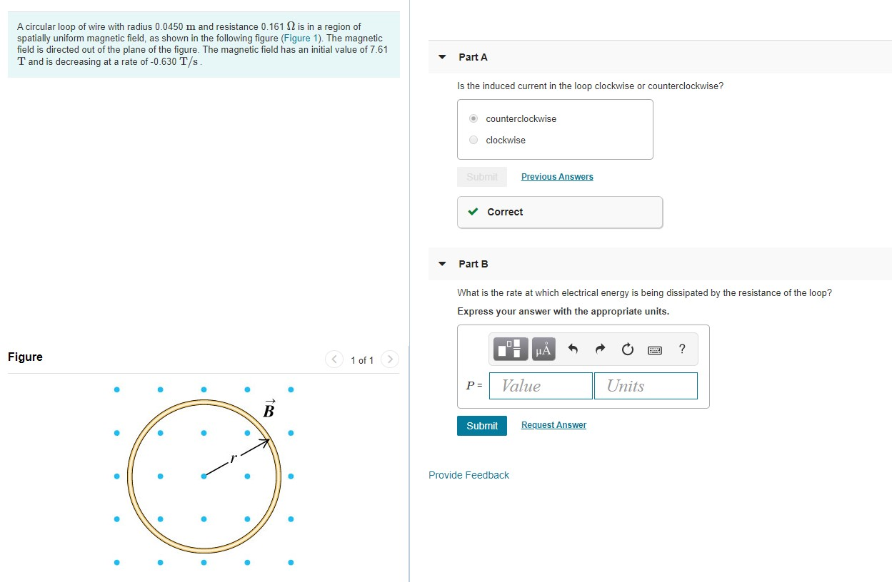 Solved A circular loop of wire with radius 0.0450 m and | Chegg.com