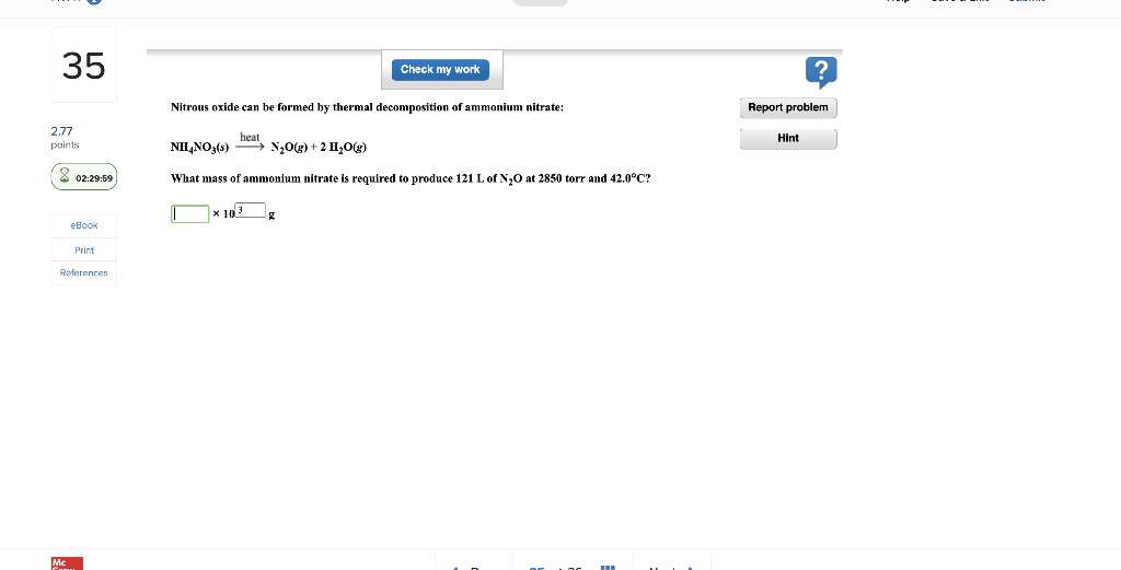 Solved 35 Check my work ? Nitrous oxide can be formed by | Chegg.com