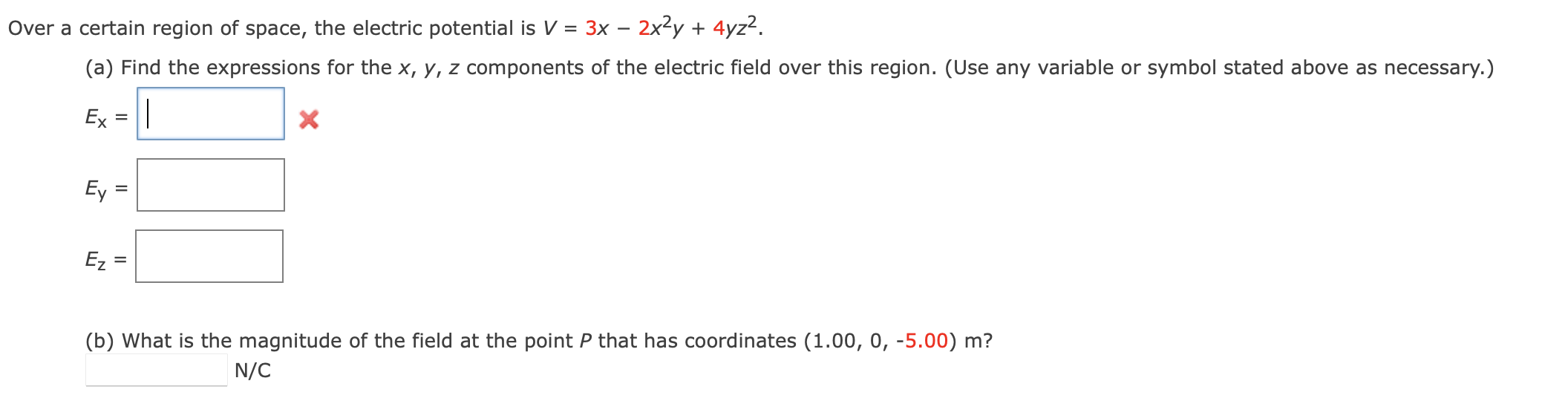 Solved Ver A Certain Region Of Space The Electric Potential