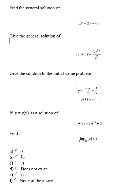 Solved Find The General Solution Of Xy 2 Y X Give The Chegg Com