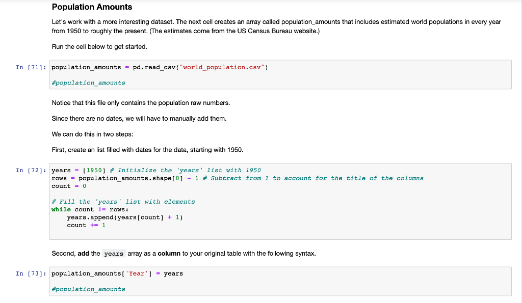 Population Amounts Let's work with a more interesting | Chegg.com