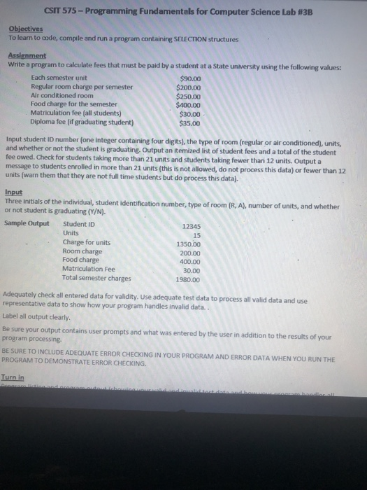Solved CSIT 575-Programming Fundamentals for Computer | Chegg.com