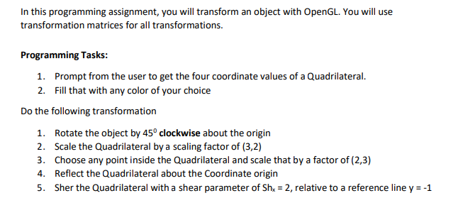 Solved In this programming assignment, you will transform an | Chegg.com