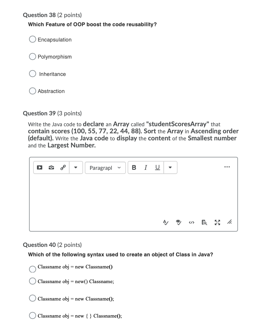 Solved Question 38 (2 points) Which Feature of OOP boost the | Chegg.com