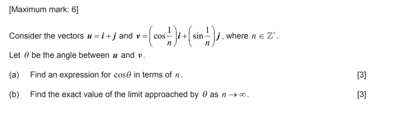 Solved Consider the vectors u=i+j and v=(cosn1)i+(sinn1)j, | Chegg.com