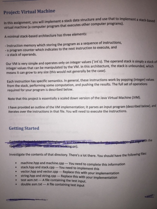 Solved Project: Virtual Machine In this assignment, you will | Chegg.com