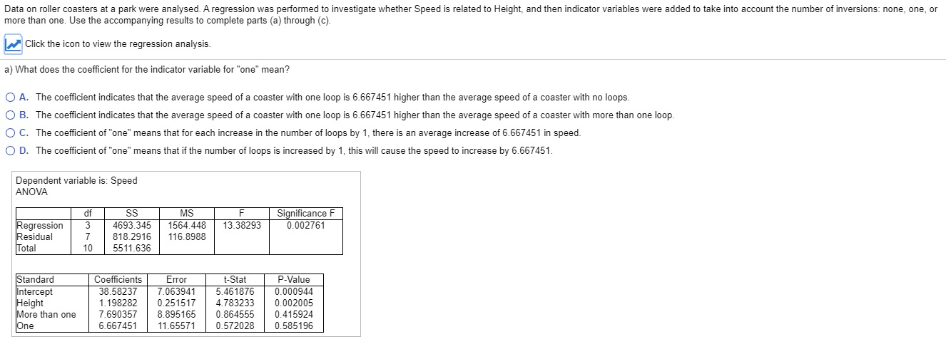 Solved Data on roller coasters at a park were analysed. A