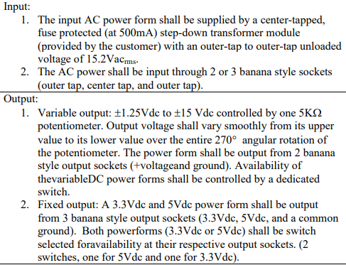 Solved Input: 1. The input AC power form shall be supplied | Chegg.com