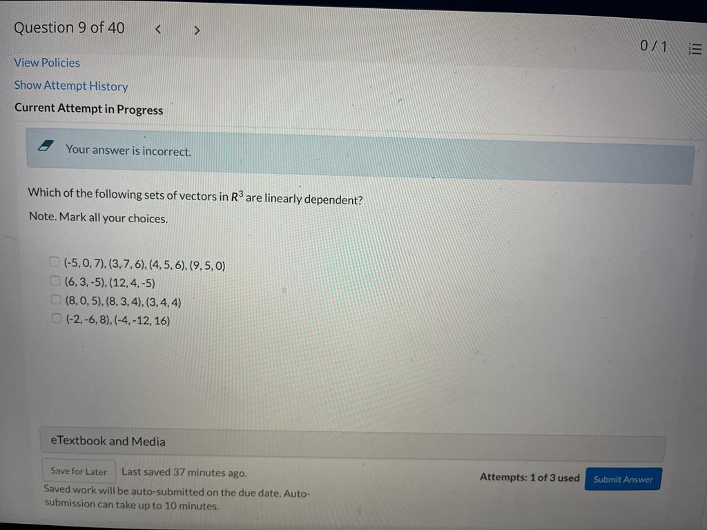 Solved Question 9 Of 40 071 E View Policies Show Attempt Chegg Com