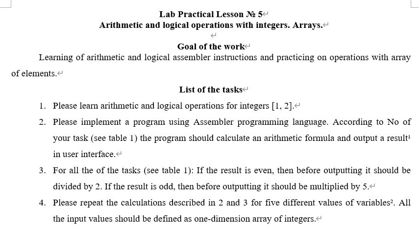 Lab Practical Lesson № 5 Arithmetic and logical | Chegg.com