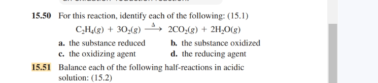 Solved 15.50 For this reaction identify each of the Chegg