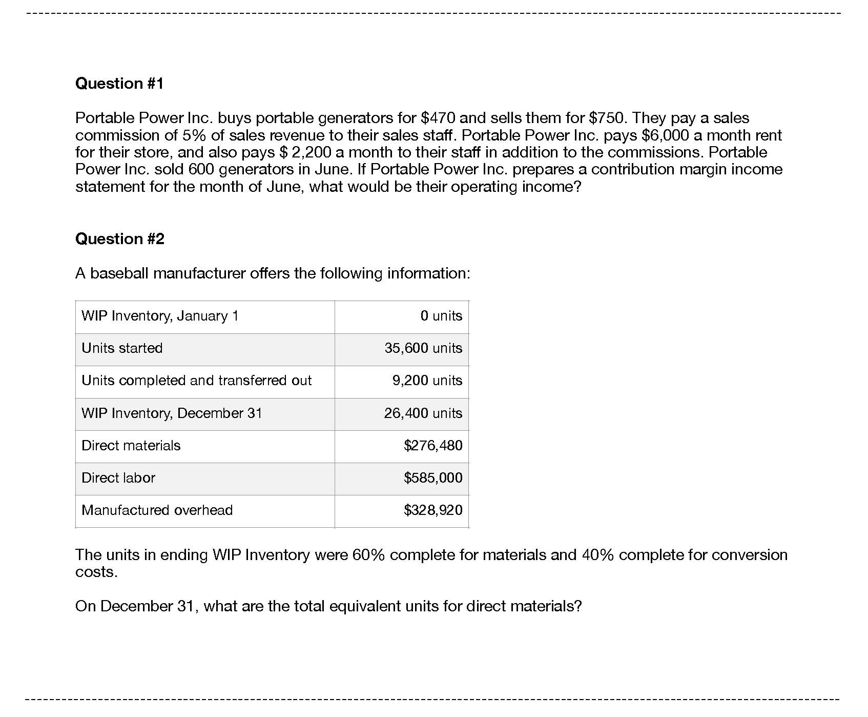 Solved Question 1 Portable Power Inc. buys portable