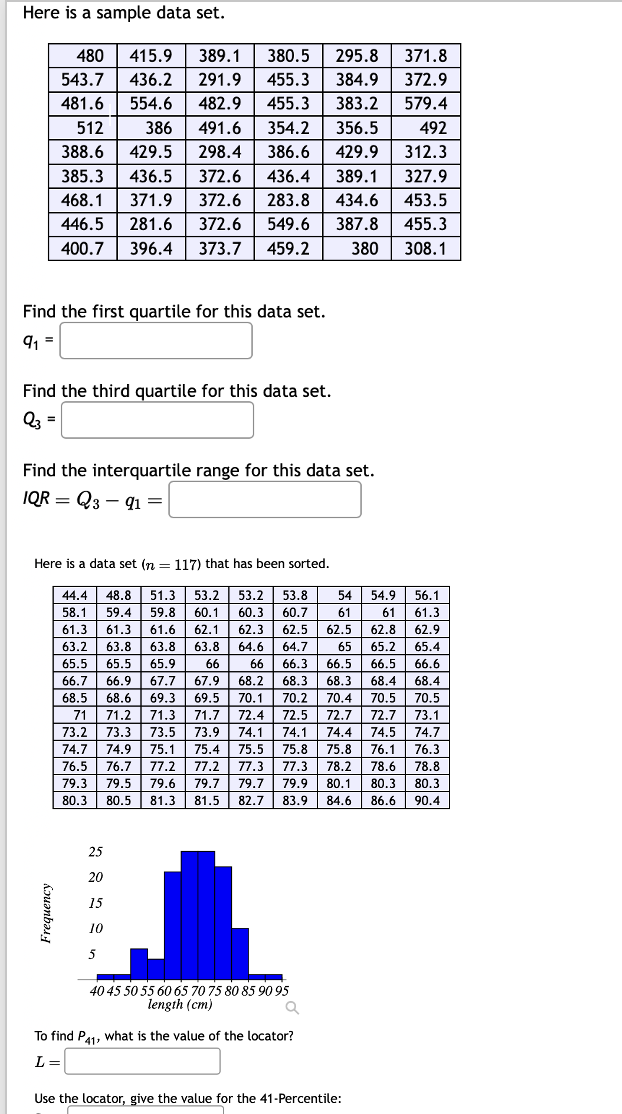 Solved Here is a sample data set.Find the first quartile for