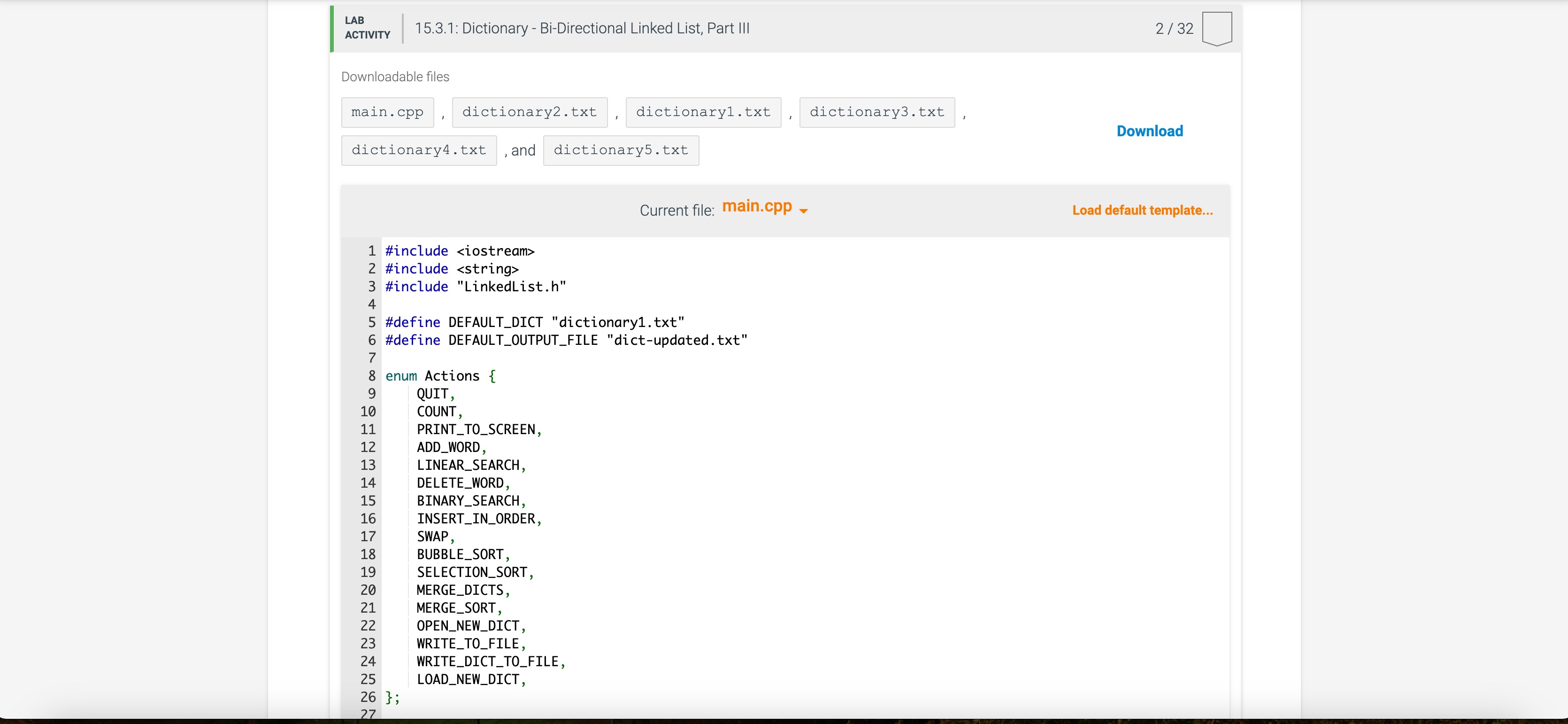 Solved 15.3 Dictionary BiDirectional Linked List, Part