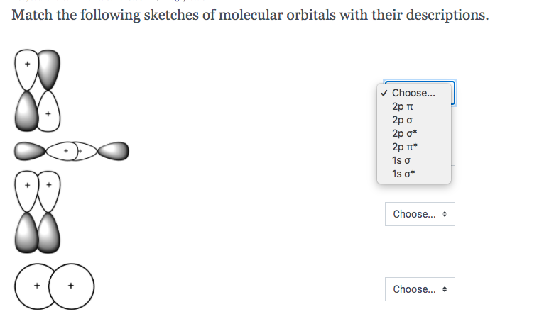 Solved Match The Following Sketches Of Molecular Orbitals | Chegg.com