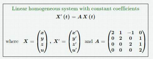 Solved Linear homogeneous system with constant coefficients | Chegg.com