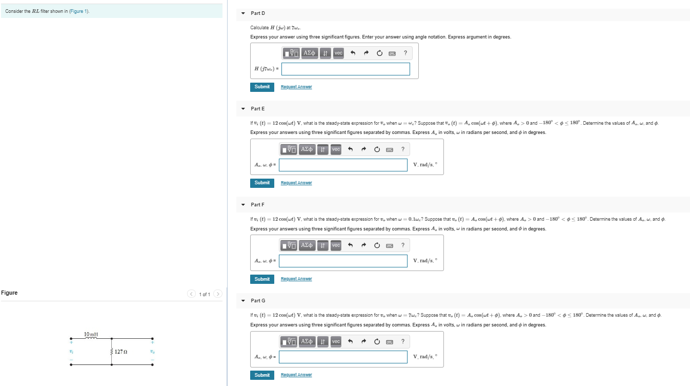 Solved Consider the RL filter shown in Figure 1). Part D | Chegg.com