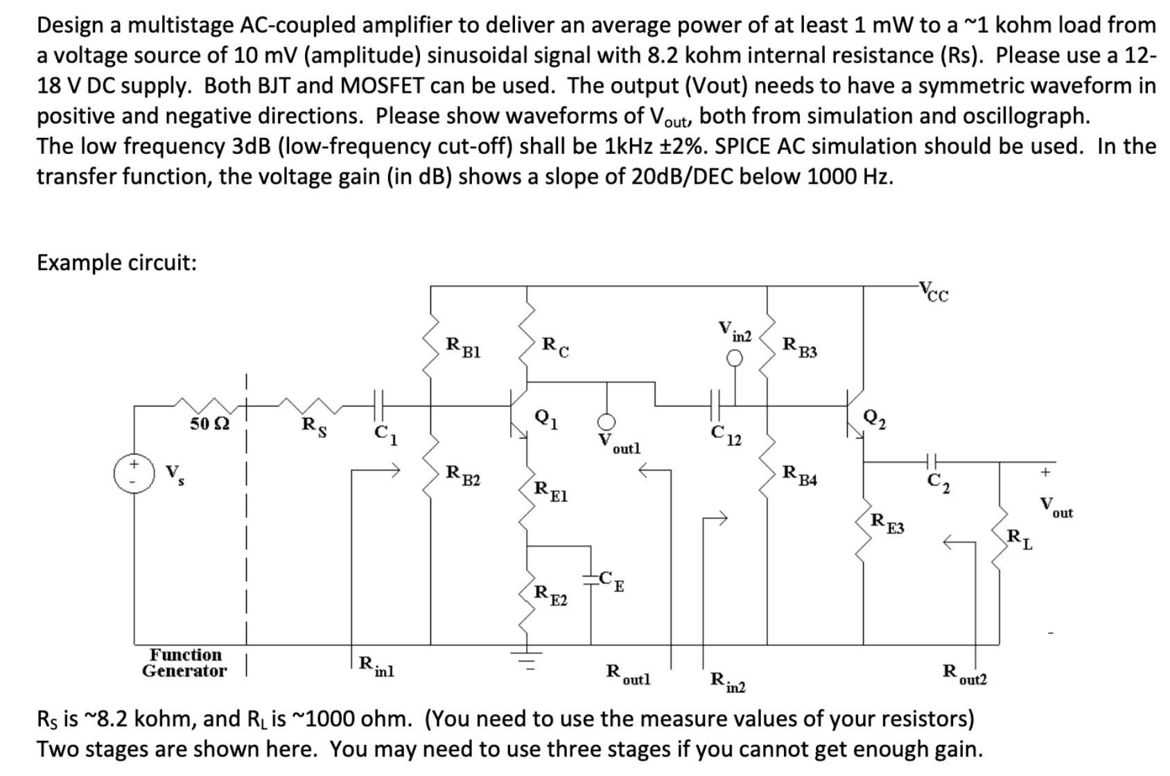 solved-design-a-multistage-ac-coupled-amplifier-to-deliver-chegg