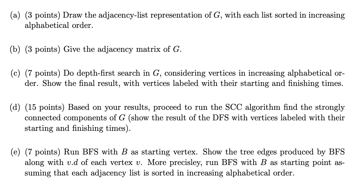 Solved Graphs. Consider The Following Directed Graph. B D A | Chegg.com