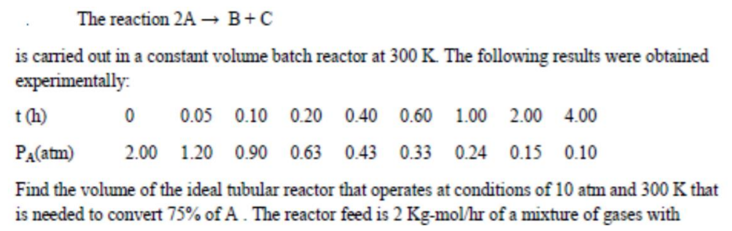 Solved The reaction 2A → B+C is carried out in a constant | Chegg.com